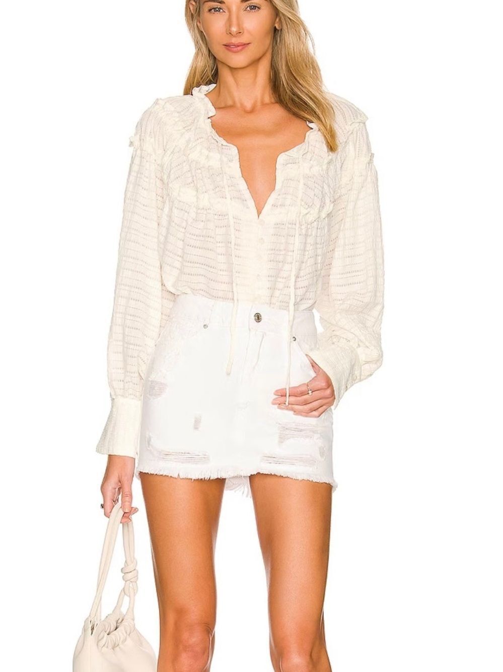 FREE PEOPLE Denim OUT OF THE ORDINARY Mini Skirt